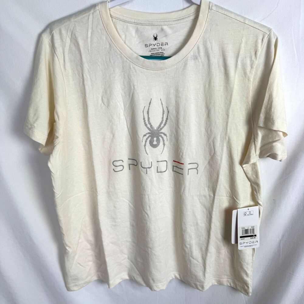 Spyder Women's T-Shirt Top Size XL Ivory Short Sleeves NEW
